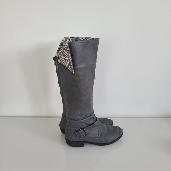 Gray Knee-High Boots Aztec Lining Double Zip Women’s 6.5 - Picture 6 of 16